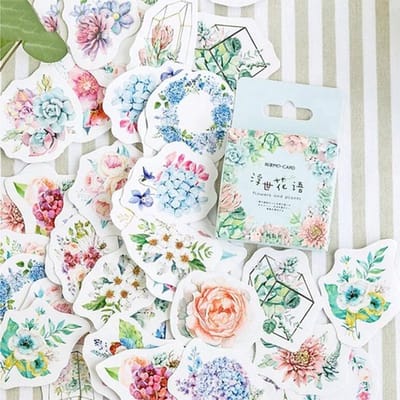 Flowers & Plants Stickers 46 stickers – Bullet Journal, Planner & Scrapbook Stickers – Sinterklaas & Kerstcadeau – Schoencadeau – Cadeaus onder €5