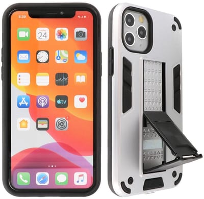 Hoesje met Magnetic Stand Hard Case Geschikt voor de iPhone 11 Pro Max - Stand Shockproof Telefoonhoesje - Grip Stand Back Cover - Zilver