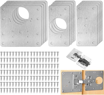 Dailygoods- Scharnierreparatieset 12 Delig - Roestvrij Staal - Reparatieplaten Keukenscharnieren - Schroeven 192 Stuks - Duurzaam - Eenvoudige Installatie - Reparatieplaat