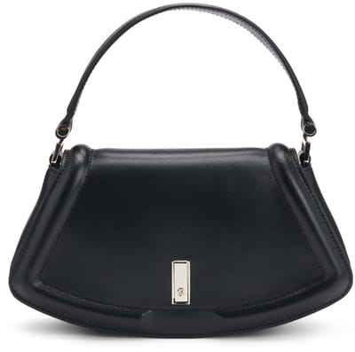 BOSS Leren schoudertas Ariell M Shoulder Bag Black zwart