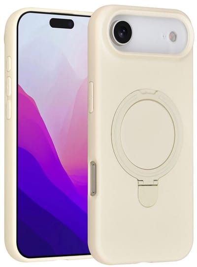Telefoonhoesje geschikt voor iPhone 17 Air - Magnetische Backcover met Ringstand - Geschikt voor MagSafe-accessoires - FuturiQ - Antique White