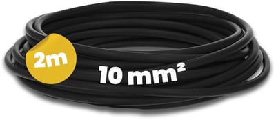 Kalitec 2 meter H07V-K 10 mm² zwarte bedradingskabel | Flexibele enkeladerige kabel | 10 mm² gevlochten draad | Fijnaderige bedrading | Enkeladerige kabel voor meterkasten | Enkeladerige kabel voor schakelkasten