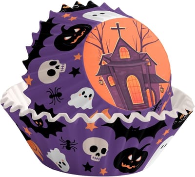 SnelShoppen - Pack van 100 Halloween Muffin Mallen Papieren Paars Bakvormen Muffins Cupcake Mallen Decoraties Voor Feestelijke Desserts