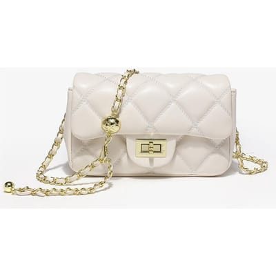 Roze Kleine Gouden Bal Diamant Ketting Tas voor Dames Nieuwe Trendy Schoudertas Diagonaal Draagbaar High-end Commuter Okseltas white