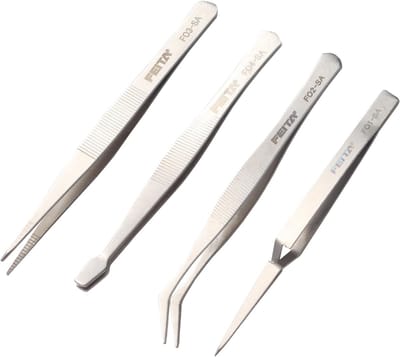 Precisie Pincet Set - Handgereedschap Pincetten - Sieraden Maken Hobby - 4-Delige Set - Zilverkleurig