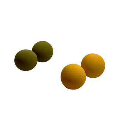 2 Love it Button - Duo pack van 2 paar oorknoppen - Diameter 18 mm - Stainless steel - Acryl - Mosgroen - Okergeel