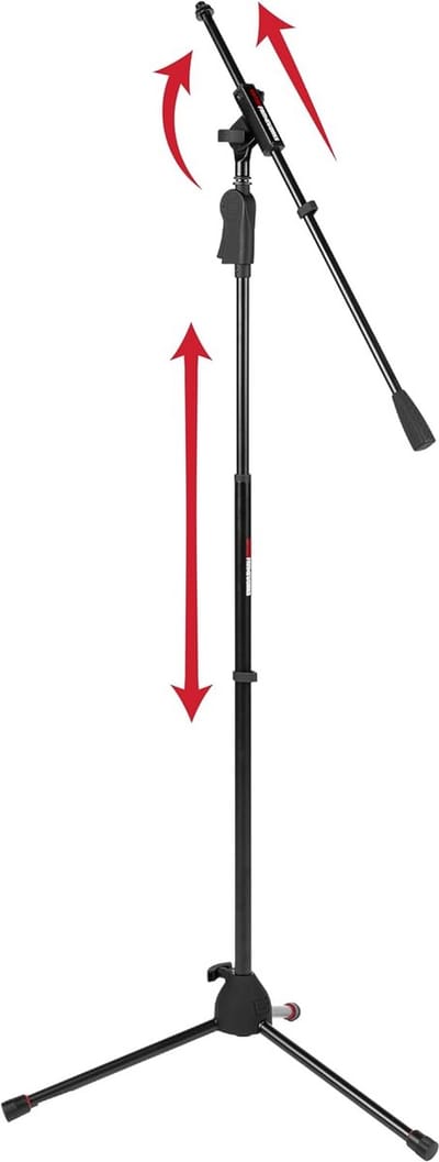 Deluxe Microfoonstatief met Hoogteverstelling en Enkele Arm - Ideaal voor Opnames