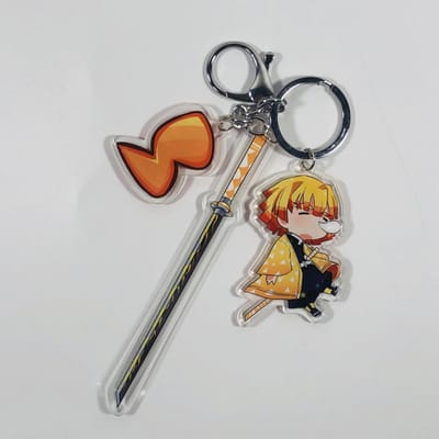 Anime Demon Slayer Sleutelhanger Acryl Bedel Tanjiro Zwaard Cosplay Accessoires Cadeau gray