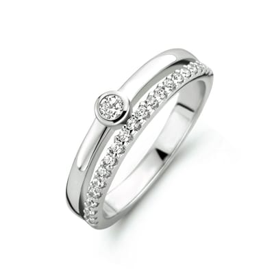 Zilver Gerhodineerde Ring zirkonia 1333985 16.50 mm (52)