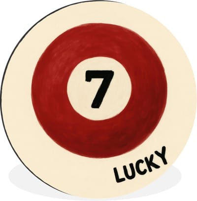 WallCircle - Wandcirkel - Muurcirkel - Cirkel - Zeven - Lucky - Rood - Aluminium - Dibond - 30x30 cm - Binnen en Buiten