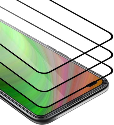 Cadorabo 3x Screenprotector geschikt voor Oppo Reno4 Volledig scherm pantserfolie Beschermfolie in TRANSPARANT met ZWART - Getemperd (Tempered) Display beschermend glas in 9H hardheid met 3D Touch