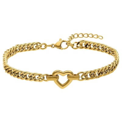 Lucardi - Dames Stainless steel fantasiearmband voor dames - Armband - Staal - Goudkleurig - 19 cm