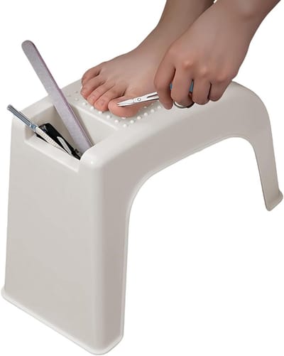 Voetenbankje - Voetensteun - Voetverzorging - Antislip standaard - 17.5 cm - Wit