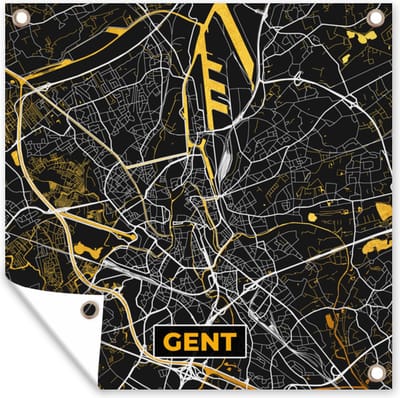 Tuin poster Kaart - Gold - Plattegrond - Gent - Stadskaart - 200x200 cm - Tuindoek