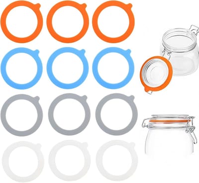 Siliconen Afdichtringen - Siliconen Ringen - Herbruikbaar - Vervangende siliconen afdichtringen - Afdichtringen voor glazen potten - Lekvrij en waterdicht - Geschikt voor standaard potten - 70 mm x 95 mm - Verpakking van 12 stuks