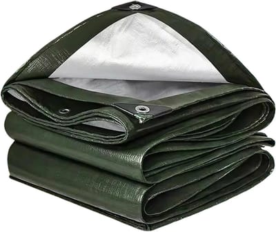 Waterdicht Zeil - Beschermhoes PE - Buiten Beschermen - Verstevigde Ogen - 3.2x3.4m - Groen Zilver