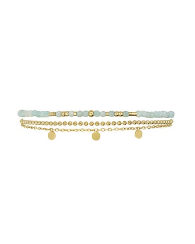 Mint15 Armband 'Alexis' - Amazoniet - Goudkleur RVS/Stainless Steel