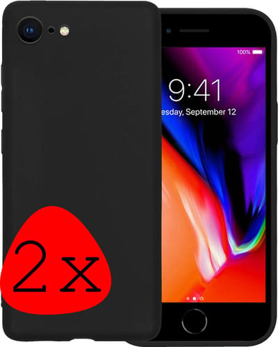 Hoesje - 2 Stuks - Geschikt voor Apple iPhone 7 - Sterk & Shockproof - Case Siliconen - Back Cover - Telefoon Hoes - Zwart