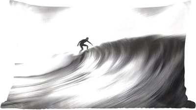 Sierkussens - Kussentjes Woonkamer - 60x40 cm - Surfer - Golf - Vervaagd - Zwart