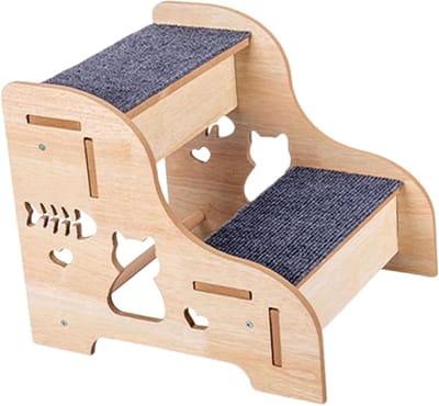 Huisdiertrap voor Bed - Hondenladder - Hulp bij Mobiliteit - Wasbare Hoes - L - Houtkleur