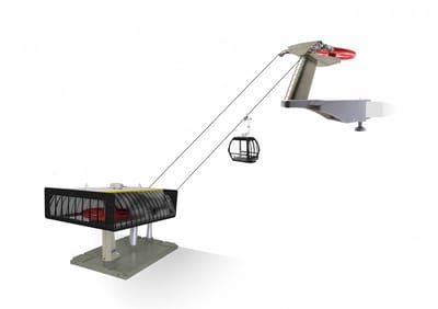 Jägerndorfer - 84383 Kabelbaan D-Line Zwart Geel Miniatuur Model - 1:32 - Kerstdorp