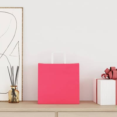 vidaXL - Papieren - zakken - 250 - st - met - hengsels - 26x17x25 - cm - roze