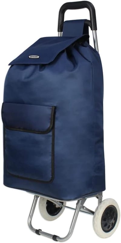 Winkelwagen - Boodschappentrolley - Boodschappen doen - Lichtgewicht 2 wielen - 61 liter - Marineblauw