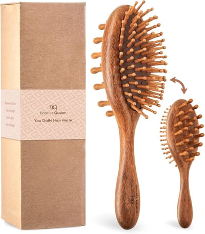 Houten Kam - Hoofdmassage Kam - Haar Ontwarren - Dubbelzijdig Ontwerp - 20 x 6.5 cm - Houtkleur