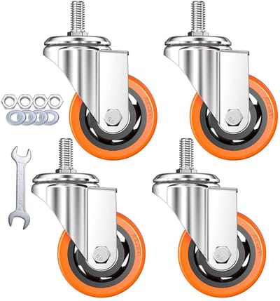 Zwenkwielen Heavy Duty - Roterende Tandwielgrepen - Meubels Verplaatsen - Dubbele Vergrendeling - 3 inch - Zwart