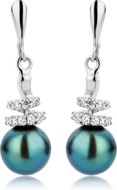 Miore Pure Oorbellen - Gemaakt van Zilver - Met Zoetwaterparels - Handgemaakte Sieraden - Hypoallergeen - Elegante Dames Sieraden - 21.5 mm