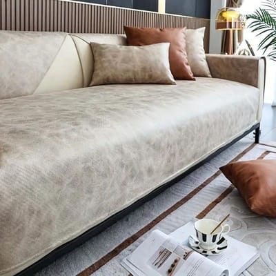 Waterdichte zachte leren bankhanddoek Huisdiervriendelijke universele bankhoes Antislip meubelbeschermer voor de woonkamer 70x120cm 1pc beige