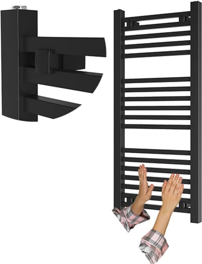 Granitan Handdoekradiator Bergen - 100x45cm - Zwart - Ladderdesign - Badkamer Verwarming - CV Radiator