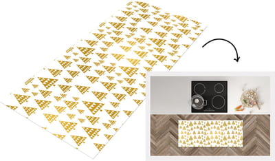 Keukenloper - Loper keuken - Kerstmis - Kerstbomen - Goud - Patronen - 120x50 cm - Keukenloper vinyl