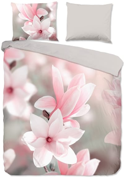 Pure dekbedovertrek magnolia bloemen - 1 persoons 140x200/220 cm - Roze - Microvezel