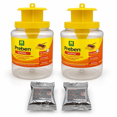 Preben Wespenval Set van 2 – Herbruikbare Wespenvanger met Navulling – 13 x 13 x 19 cm – Zonder Insecticide – Voor Tuin, Terras, Balkon, Zwembad & Moestuin