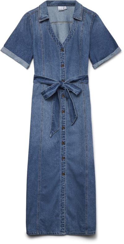 VERO MODA VMTRYLLA SS 7/8 DNM DRESS SI306 Dames Jurk - Medium Blue Denim
