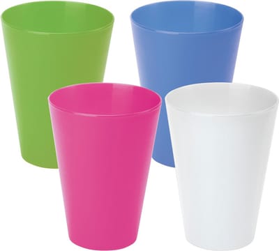 Juypal drinkbekers - 4x - wit - kunststof - 430 ml - herbruikbaar - BPA-vrij