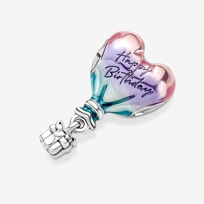 Fler® | Bedel | Past op populaire bedel armbanden (standaard-3mm) | armbandbedel | Gelukkige Verjaardag Warme Lucht Ballon | Hangbedel Charm | 925 Sterling Zilver | Heldere Zirkonia | Emaille | Kerstcadeau | Sinterklaas Cadeau | Valentijn kado