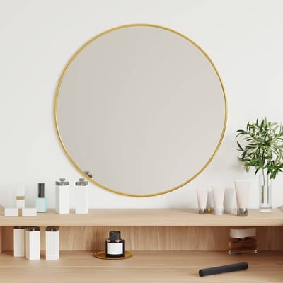 vidaXL - Wandspiegel - rond - Ø50 - cm - goudkleurig