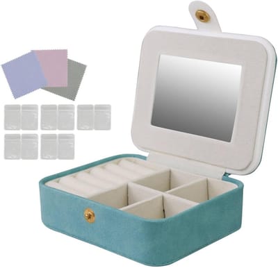 Sieradenopbergdoos met Spiegel en Verwijderbare Compartimenten voor Kettingen, Oorbellen en Ringen - Groene PU Sieraden Organizer met 10 Tassen