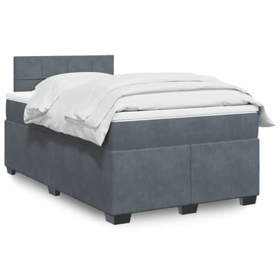 vidaXL - Boxspring - met - matras - fluweel - donkergrijs - 120x200 - cm