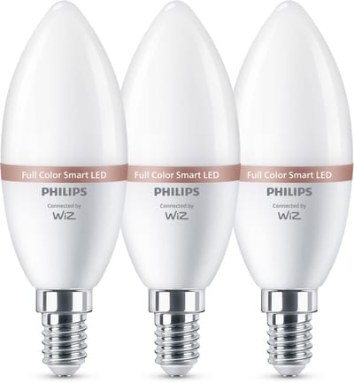 Philips Smart LED Kaarslamp 3-pack - Slimme LED Verlichting - Gekleurd en Wit Licht - 470 lumen - E14 - 40W - Mat - 3 stuks