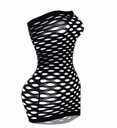 Visnet jurkje - Sexy dress - Jurk doorschijnend - Lingerie - Mesh - Erotisch jurkje - Doorschijnende jurk - Nachtjurkje - Strapless dress - Rave outfit - Elastisch Jurkje - One size - Zwart - Jonyx