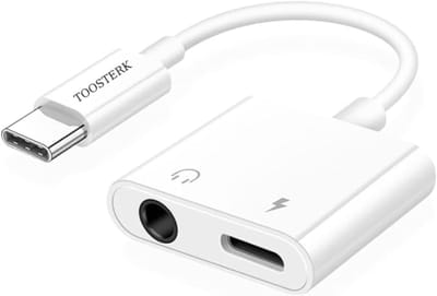 2-in-1 Type-C Adapter – USB-C naar 3.5mm Jack & Oplaadpoort – Wit – Geschikt voor Samsung | Geschikt voor iphone
