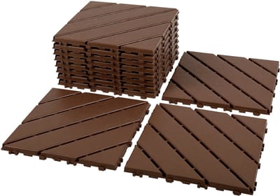 Terrastegels kunststof bruin – 30x30 cm kliktegels, 44 stuks(4 m²), voor buiten