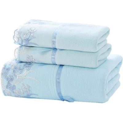 Ensemble de serviettes en microfibre de luxe en dentelle brodée, ensemble cadeau, serviette de visage, serviette de bain, serviettes éponge à séchage rapide, salle de bain, 1/3 pièces 34x75cm 1 piece