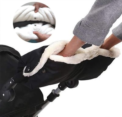Kinderwagen Handwarmer Handschoenen - Waterdicht - Wollen Binnenkant - Handenwarmer Voor Buggy - Zwart