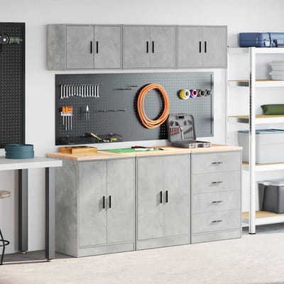 vidaXL Garagekasten 6 st bewerkt hout betongrijs