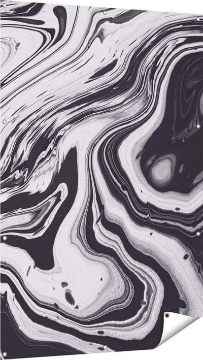 Gards Tuinposter Abstracte Kunst - Zwart met Wit - 100x150 cm - Tuindoek - Tuindecoratie - Wanddecoratie buiten - Tuinschilderij