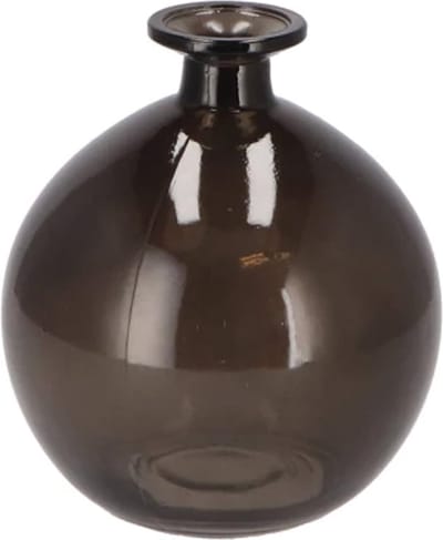 DK Design Bloemenvaas rond model - helder gekleurd glas - zwart - 13 x 15 cm